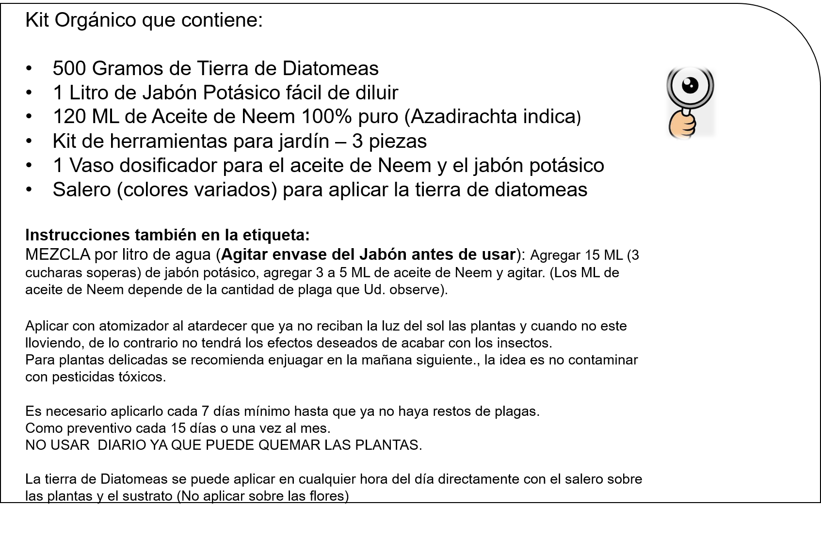 1 Lt Jabón Potásico + 1 Aceite De Neem Puro +1 Tierra de Diatomeas